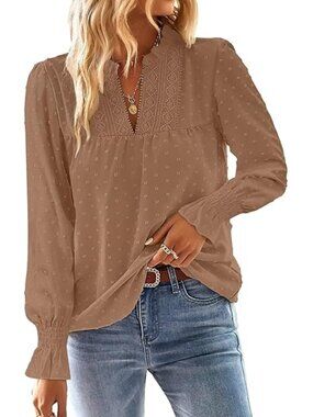 New Falechay flowy Swiss Dot Bohemian Hollow Lace Top